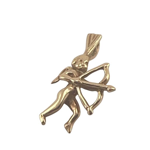 10K Gold Cupid Pendant With Bow & Arrow 3/4" - Picture 2 of 8